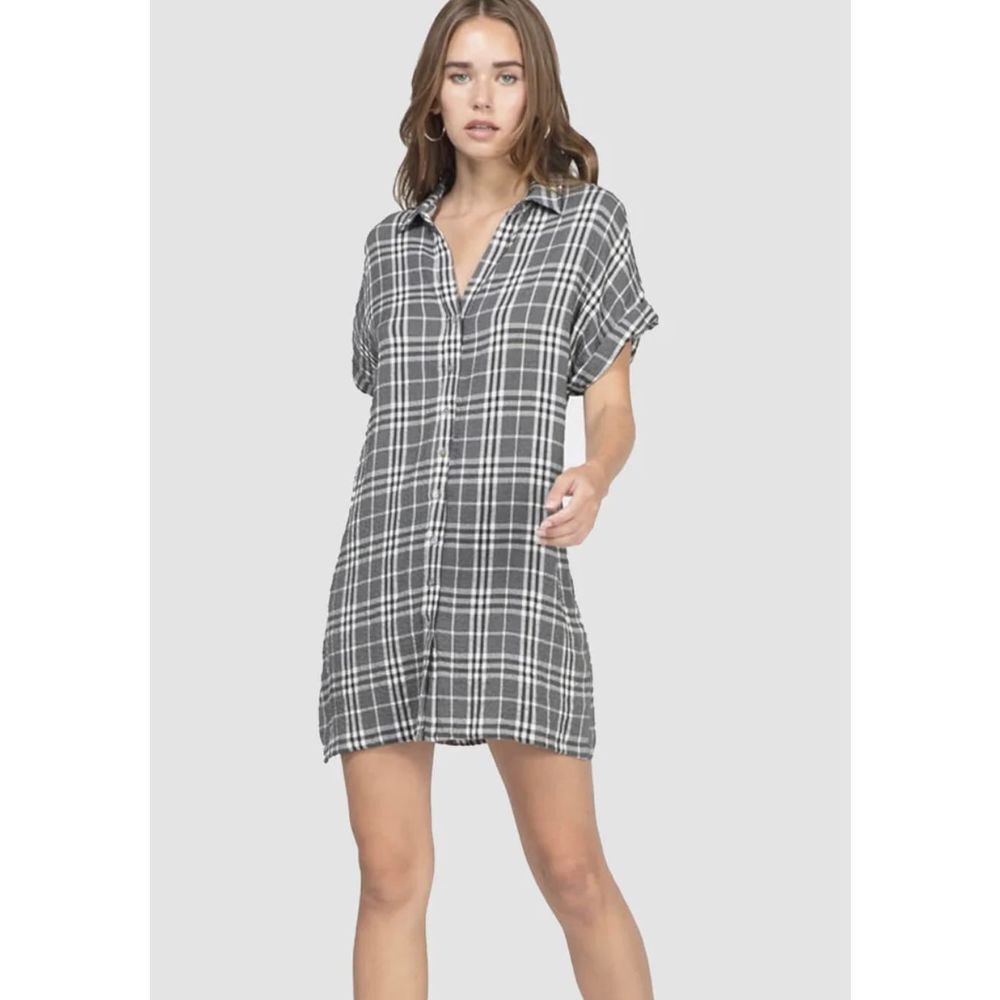 Greylin Calista Plaid Shirt Dress Size L